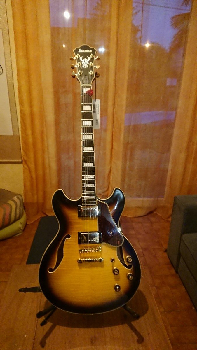 Guitare électrique Ibanez AF95 Hollow Body - Amber Foncé Avec Micros Super 58